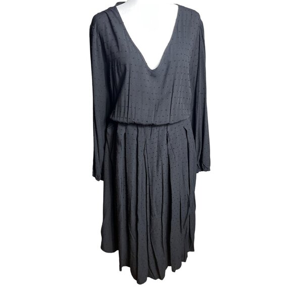 Bloom Chic Black Dress Pockets Rayon Midi Blouson Witch Whimsygoth Boho Women 2X - Picture 1 of 13
